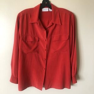 Vintage 1990’s Edward Silk Shirt - M - Vermillion